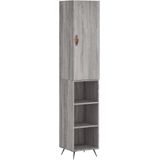 vidaXL Hoge kast 34,5x34x180 cm bewerkt hout grijs sonoma eikenkleurig