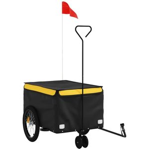 vidaXL Fietstrailer 30 kg ijzer zwart en geel