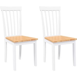 vidaXL - Eetkamerstoelen - 2 - st - massief - hout - rubber - wit