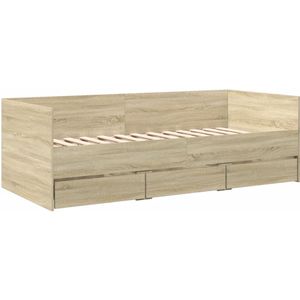 vidaXL Slaapbank met lades 90x190 cm bewerkt hout sonoma eikenkleurig