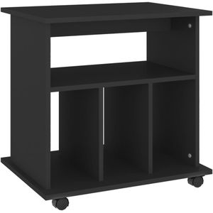 vidaXL - Rolkast - Zwart - Bewerkt Hout - Verrijdbaar met Wieltjes