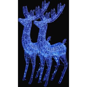 vidaXL Kerstdecoratie rendier XXL 2 st 250 LED's blauw 180 cm acryl