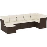 vidaXL 7-delige Loungeset met kussens poly rattan bruin