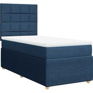 vidaXL - Boxspring - met - matras - stof - blauwx200 - cm