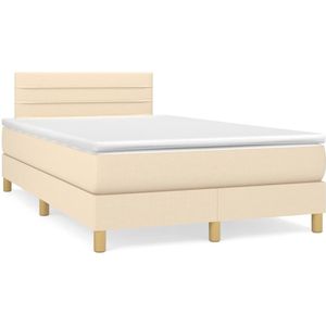 vidaXL Boxspring met matras stof crèmekleurig 120x200 cm