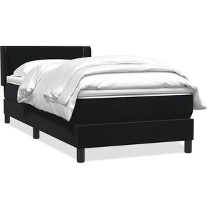 vidaXL Boxspring met matras fluweel zwart 80x220 cm