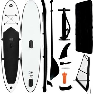 vidaXL Stand Up Paddleboard opblaasbaar met zeilset zwart en wit