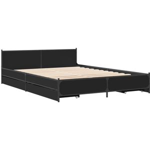 vidaXL Bedframe met lades bewerkt hout zwart 140x200 cm