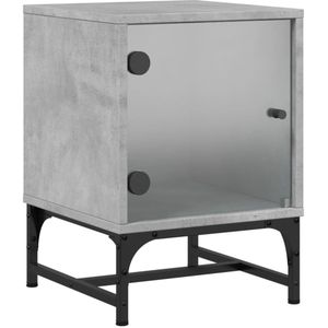 vidaXL Nachtkastje met glazen deur 35x37x50 cm betongrijs