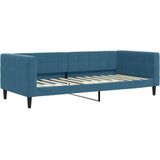 vidaXL Slaapbank met onderschuifbed en lades 90x200 cm fluweel blauw