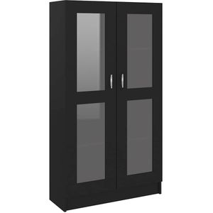 vidaXL Vitrinekast 82,5x30,5x150 cm bewerkt hout zwart