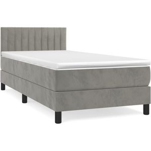 vidaXL Boxspring met matras fluweel lichtgrijs 90x190 cm