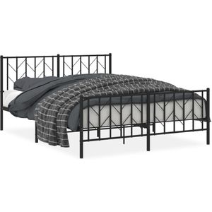 vidaXL Bedframe met hoofd- en voeteneinde metaal zwart 150x200 cm