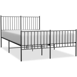 VidaXL Bedframe Metaal Zwart 140x190 cm - Hoofd- en Voeteneinde