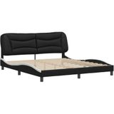 vidaXL Bedframe met hoofdbord kunstleer zwart en wit 180x200 cm