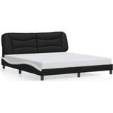 vidaXL Bedframe met hoofdbord kunstleer zwart en wit 180x200 cm