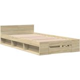 vidaXL Bedframe met lade bewerkt hout sonoma eikenkleurig 75x190 cm