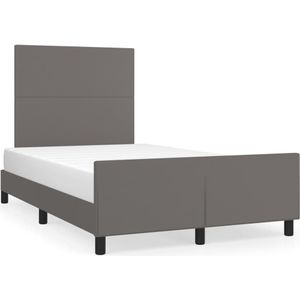 vidaXL Bedframe met hoofdbord kunstleer grijs 120x200 cm