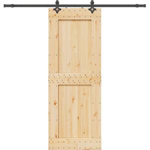 vidaXL Schuifdeur met beslag 85x210 cm massief grenenhout