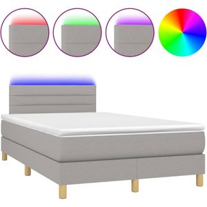 vidaXL Boxspring met matras en LED stof lichtgrijs 120x190 cm