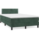 vidaXL Boxspring met matras fluweel donkergroen 120x200 cm