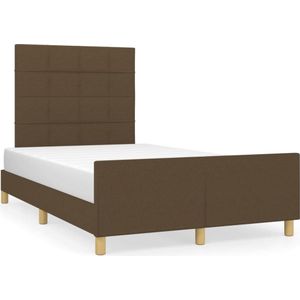 vidaXL Bedframe met hoofdeinde stof donkerbruin 120x200 cm