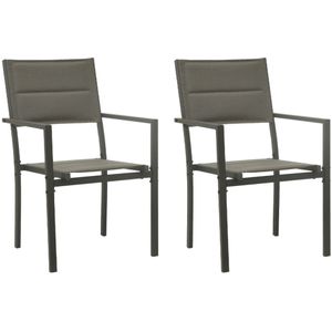 vidaXL Tuinstoelen 2 st textileen en staal grijs en antracietkleurig