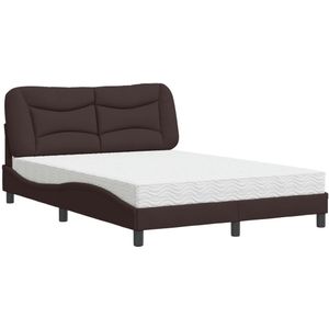 vidaXL Bed met matras stof donkerbruin 120x200 cm