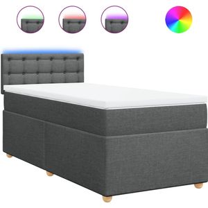 vidaXL - Boxspring - met - matras - stof - donkergrijsx190 - cm