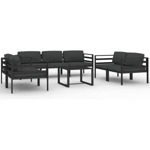 vidaXL 8-delige Loungeset met kussens aluminium antracietkleurig