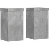 vidaXL Plantenstandaards 2 st 10x10x18 cm bewerkt hout betongrijs