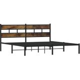 vidaXL - Bedframe - zonder - matras - metaal - gerookt - eikenkleurig - 183x213 - cm