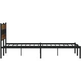 vidaXL - Bedframe - zonder - matras - metaal - gerookt - eikenkleurig - 183x213 - cm