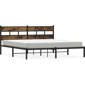 vidaXL Bedframe zonder matras metaal gerookt eikenkleurig 183x213 cm