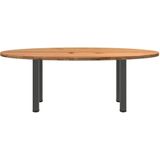 vidaXL Eettafel 220x100x74 cm ovaal massief eikenhout lichtbruin