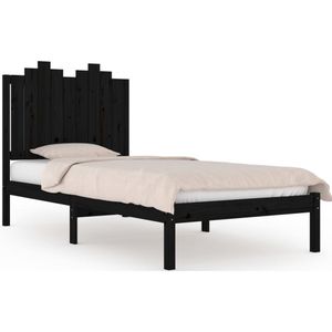 VidaXL Bedframe Massief Grenenhout Zwart 100x200 cm