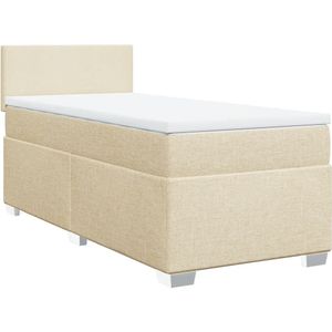vidaXL Boxspring met matras stof crèmekleurig 90x190 cm