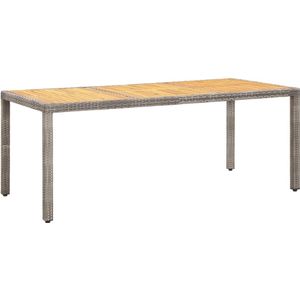 vidaXL Tuintafel 190x90x75 cm poly rattan en acaciahout grijs