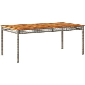 vidaXL Tuintafel 180x90x75 cm poly rattan en acaciahout grijs