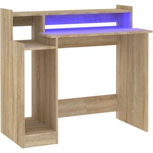 VidaXL Bureau met LED-verlichting 97x45x90 cm - Hout Sonoma Eikenkleurig