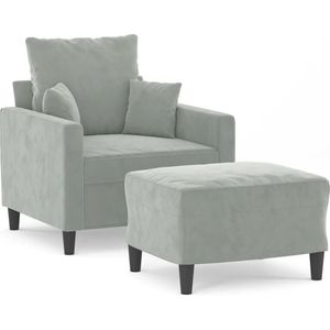 vidaXL Fauteuil met voetenbank 60 cm fluweel lichtgrijs