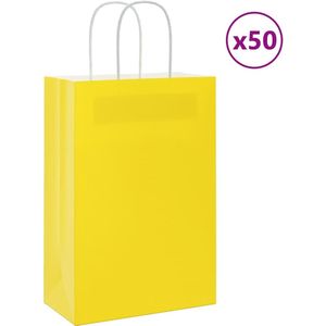 vidaXL Papieren zakken 50 st met hengsels 21x11x31 cm geel