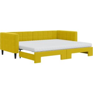 vidaXL-Slaapbank-onderschuifbed-en-matrassen-90x200-cm-fluweel-geel