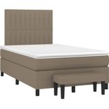 vidaXL Boxspring met matras stof taupe 120x190 cm