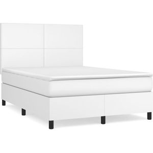 vidaXL Boxspring met matras kunstleer wit 140x190 cm