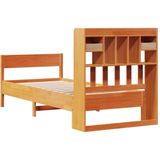 vidaXL Bed met boekenkast zonder matras grenenhout wasbruin 75x190 cm