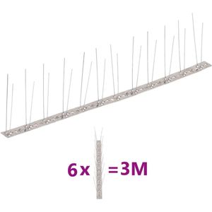 VidaXL Vogel- en Duivenpinnen 2 Rijen 6 st 3 m Roestvrij Staal