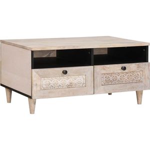 vidaXL Salontafel met lade Wit 80 x 54 x 40 cm massief mangohout
