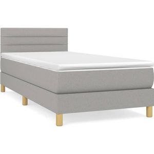 vidaXL Boxspring met matras stof lichtgrijs 80x200 cm