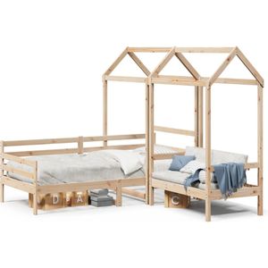 vidaXL Kinderbed met huisje en bankje massief grenenhout 90x200 cm